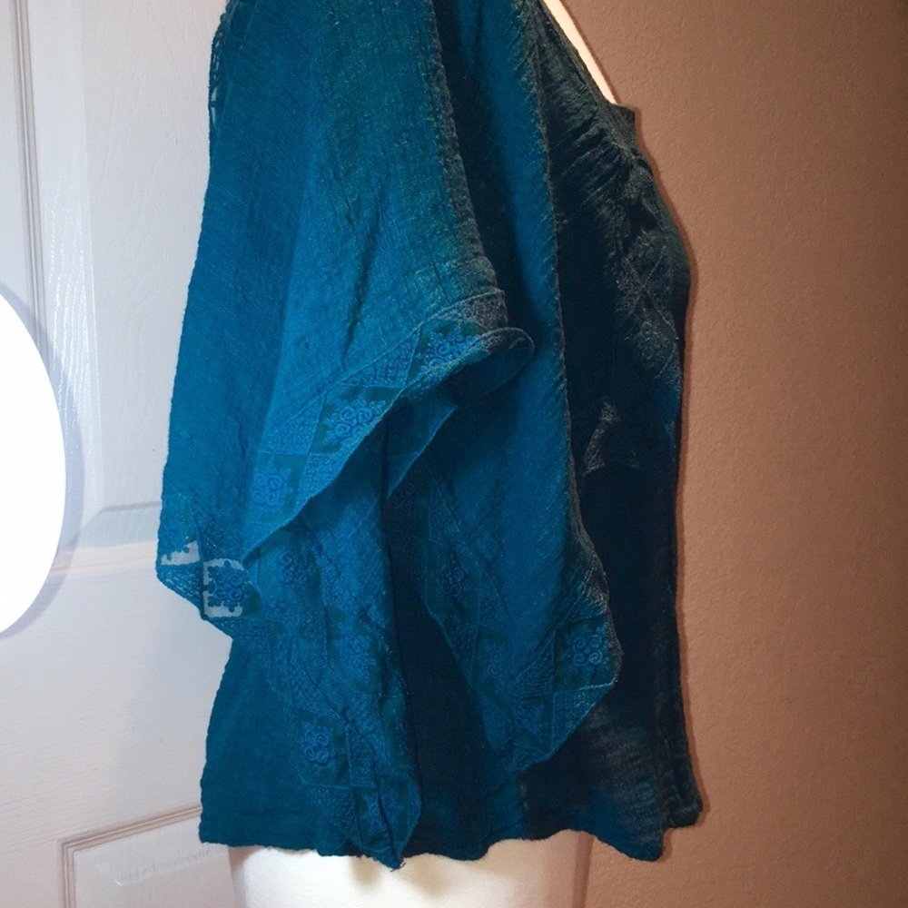 O’neal Blouse top teal open sleeves size small boho surfer - Picture 6 of 8